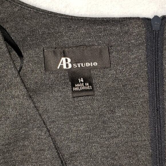 AB Studio Dress 14 Heather Charcoal Stretch Knit Work to Weekend - Picture 5 of 12